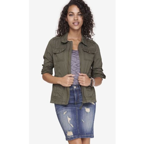 ✨Express Womens Green Army Utility Sz Medium Jacket✨ - Picture 1 of 6